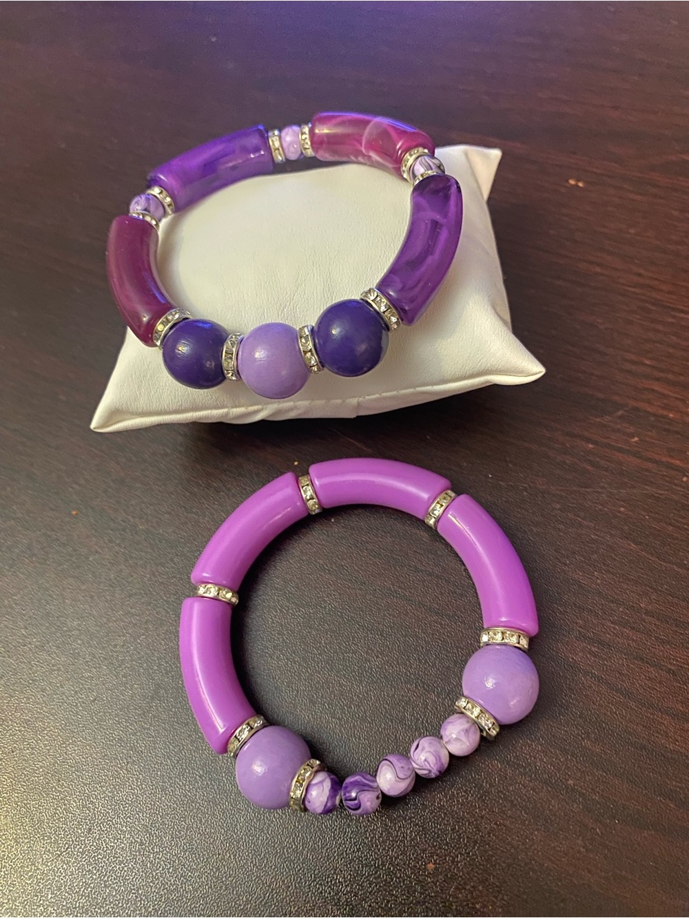 Purple Bead Stretch bangles Bracelet Set - Women's Jewelry